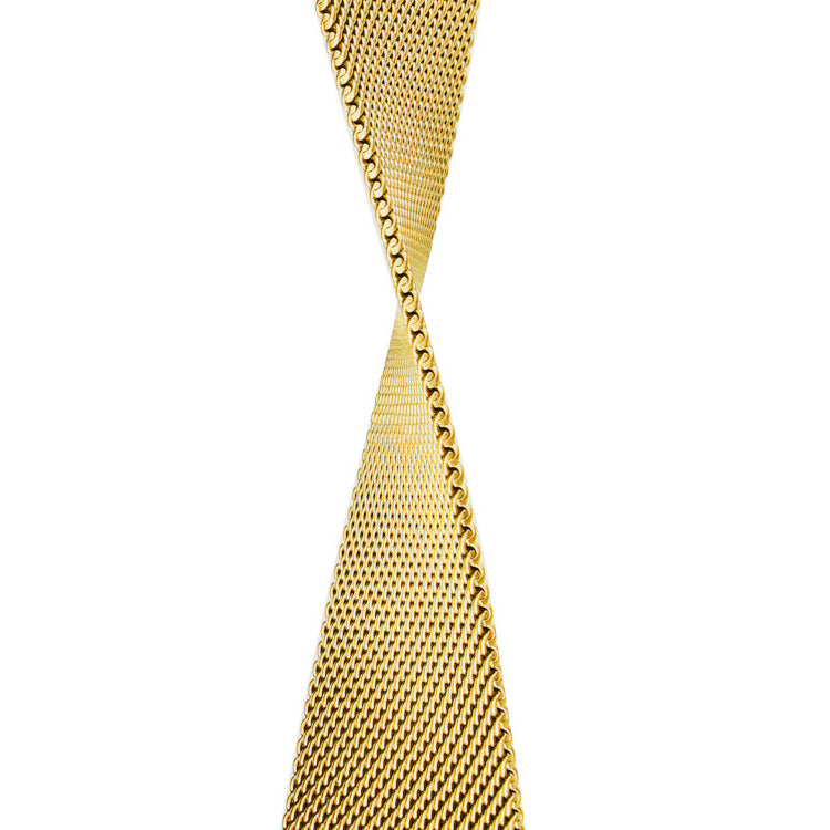 Stainless Steel Link Woven Mesh Infinite Loop Band - The Melbourne in Gold Large - Compatible with Apple Watch Size 42mm to 45mm