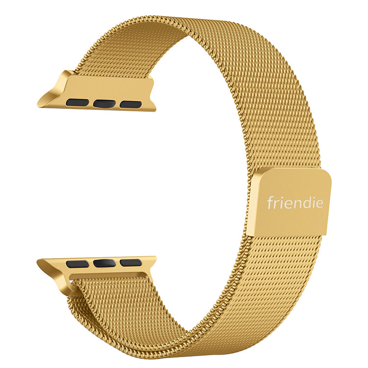 Stainless Steel Link Woven Mesh Infinite Loop Band - The Melbourne in Gold Large - Compatible with Apple Watch Size 42mm to 45mm